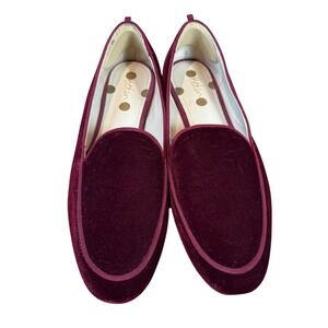 Boden Imogen Velvet Loafers Burgundy Red Size 39 US 8